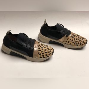 MARK NASON MAYFAIR WOMEN'S LEOPARD PRINT SNEAKERS size 5.5 lace-up shoes.